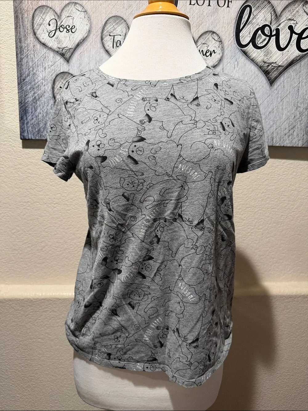 Justice Gray Short-Sleeve Tee with Black Animal Outline Print